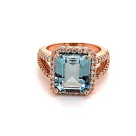 Diamond Aquamarine Ring Size 6.5 14k Gold 6.25 TCW Certified $6,950 120672