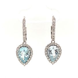 Natural Aquamarine Diamond Earrings 14k Gold 3.61 TCW Certified $5,950 118916