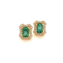 Natural Emerald Diamond Earrings 14k Gold 1.7 TCW Certified $3,950 111883