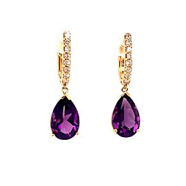 Natural Amethyst Diamond Earrings 14k Gold 6 TCW Certified $3,090 113446