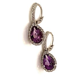 Natural Amethyst Diamond Earrings 14k Gold 4.25 TCW Certified $3,950 120527