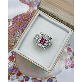 18kt White Gold Ruby Fashion Ring with 0.70CT in diamonds