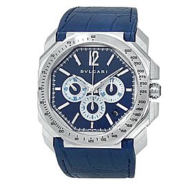 Bvlgari Octo Velocissimo Stainless Steel Leather Auto Blue Men's Watch