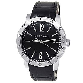 Bvlgari BVLGARI BVLGARI Stainless Steel Leather Auto Black Men's Watch