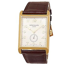 Patek Philippe Gondolo 18k Yellow Gold Leather Manual Silver Men's Watch