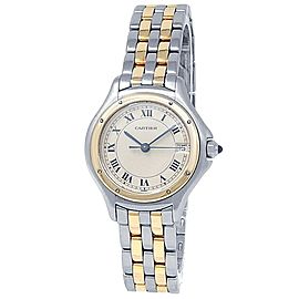 Cartier Cougar 18k Yellow Gold Stainless Steel Quartz Silver Watch