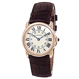 Cartier Ronde Louis Cartier 18k Rose Gold Quartz Silver Ladies Watch