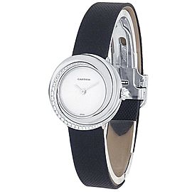 Cartier Trinity 18k White Gold Satin Quartz Diamonds Silver Ladies Watch