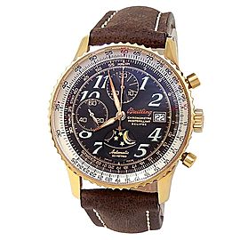 Breitling Montbrillant Eclipse 18k Rose Gold Leather Black Men's Watch