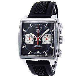 Tag Heuer Monaco Stainless Steel Rubber Auto Black Men's Watch