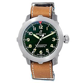 Breitling Aviator Super 8 Titanium Leather Automatic Green Men's Watch EB2040