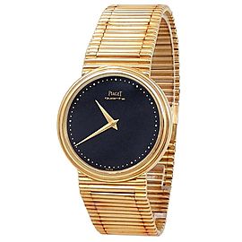 Piaget Vintage 18k Yellow Gold Quartz Black Ladies Watch