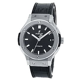 Hublot Classic Fusion Titanium Leather Auto Black Midsize Watch