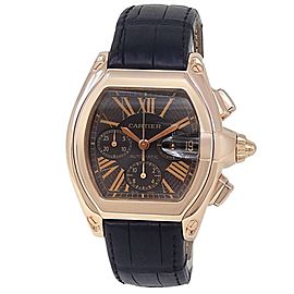 Cartier Roadster Chronograph XL 18k Rose Gold Leather Brown Men's Watch