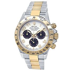 Rolex Daytona 18k Yellow Gold Stainless Steel Oyster White Men's Watch 116523