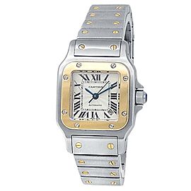 Cartier Santos Galbee 18k Yellow Gold Stainless Steel Auto Silver Watch