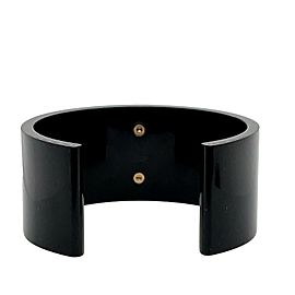 CHANEL - Cruise B19 C - Black / Silver Resin Interlocking CC Cuff / Bangle