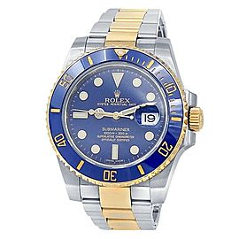 Rolex Submariner 18k Yellow Gold Stainless Steel Oyster Blue Men's Watch