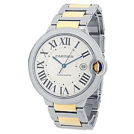 Cartier Ballon Bleu Stainless Steel 18k Yellow Gold Silver Men's Watch