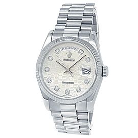 Rolex Day-Date 18k White Gold President Auto Silver Jubilee Men's Watch