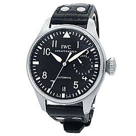 IWC Big Pilot's Stainless Steel Black Leather Auto Black Men's Watch