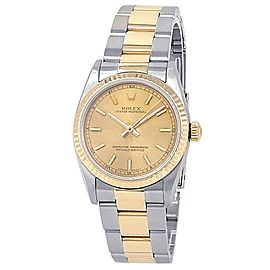 Rolex Oyster Perpetual 18k Yellow Gold Steel Auto Champagne Midsize Watch