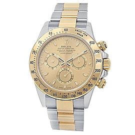 Rolex Daytona 18k Yellow Gold Stainless Steel Auto Champagne Men's Watch