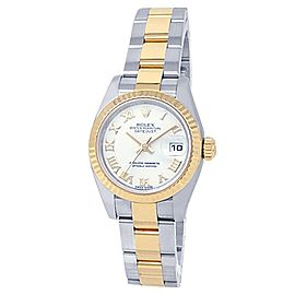 Rolex Datejust 18k Yellow Gold Stainless Steel Oyster White Ladies Watch