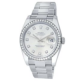 Rolex Datejust Stainless Steel Oyster Auto Diamonds Silver Ladies Watch