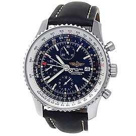 Breitling Navitimer World Stainless Steel Leather Auto Black Men's Watch