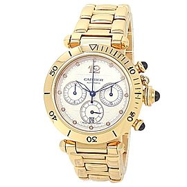 Cartier Pasha Chronograph 18k Yellow Gold Automatic Silver Men's Watch