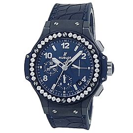 Hublot Big Bang Black Ceramic Auto Diamonds Blue Men's Watch 341.CM.