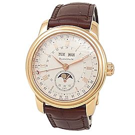 Blancpain Le Brassus 18k Rose Gold Leather Auto White Mens Watch