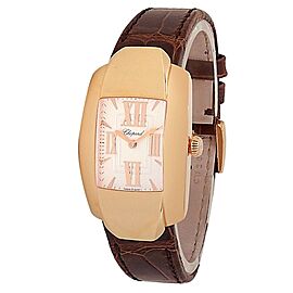 Chopard La Strada 18k Rose Gold Leather Quartz Silver Ladies Watch