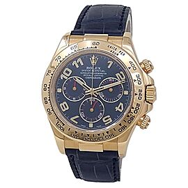 Rolex Daytona 18k Yellow Gold Blue Leather Automatic Blue Men's Watch