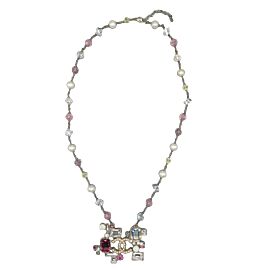 CHANEL - 05P Iridescent CC Crystal and Faux Pearl Mosaic Necklace