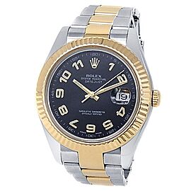 Rolex Datejust II 18k Yellow Gold & Stainless Steel Auto Black Mens Watch