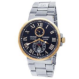 Ulysse Nardin Marine Chronometer Stainless Steel Rose Gold Black Watch