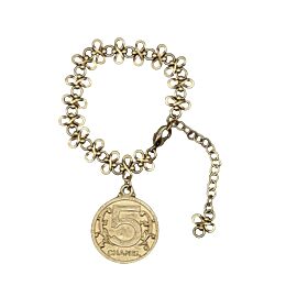 CHANEL - Vintage 03P Side Portrait '5' Medallion Chain Gold 'CHANEL' Bracelet