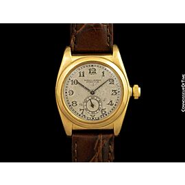 1933 ROLEX Vintage Mens Bubbleback 18K Gold Watch