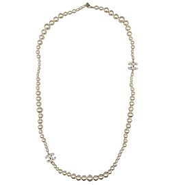 CHANEL - Excellent - 08V Graduating Faux Pearl CC Long Necklace