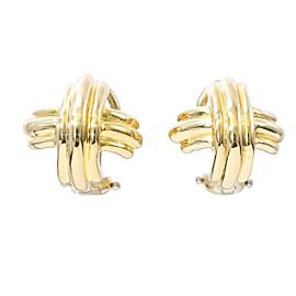 Tiffany Co 18K Yellow Gold Signature Clip on Earrings