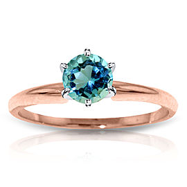 14K Solid Rose Gold Solitaire Ring with Natural Blue Topaz