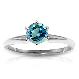 0.65 CTW 14K Solid White Gold Solitaire Ring Natural Blue Topaz