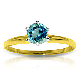 0.65 CTW 14K Solid Gold Solitaire Ring Natural Blue Topaz