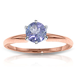 14K Solid Rose Gold Solitaire Ring with Natural Tanzanite