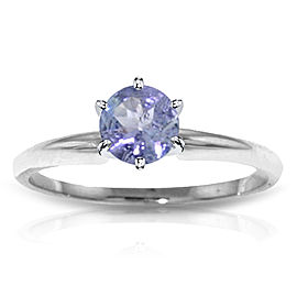 0.65 CTW 14K Solid White Gold Solitaire Ring Natural Tanzanite