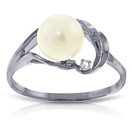 2.02 CTW 14K Solid White Gold Lara's World Cultured Pearl Diamond Ring