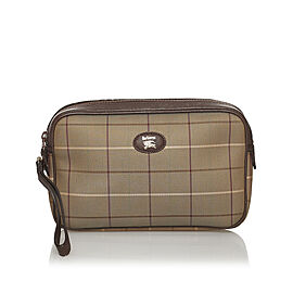 Burberry Plaid Canvas Clutch Bag