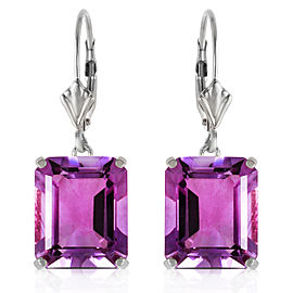 13 CTW 14K Solid White Gold Leverback Earrings Amethyst